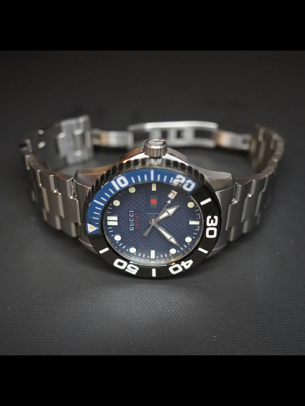 Gucci Men’s 126 G-Timeless Sport Blue Dial Stainless Steel Watch Swiss Made